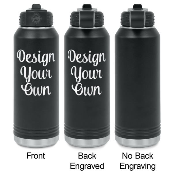 Custom Design - Laser Engraved Water Bottles - 2 Styles - Front & Back View