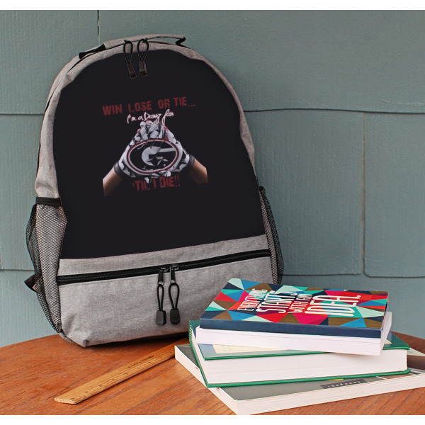 Custom Design - Large Backpack - Gray - On Desk