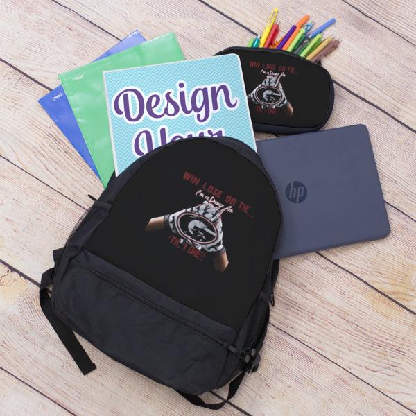 Custom Design - Large Backpack - Black - With Stuff