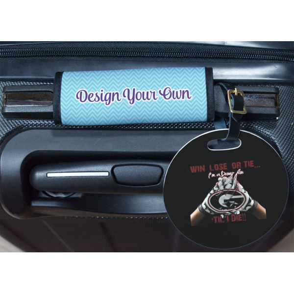 Custom Design - Round Luggage Tag & Handle Wrap - In Context