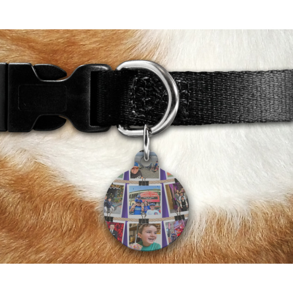 Custom Design - Round Pet Tag on Collar & Dog