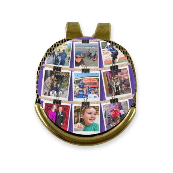 Custom Design - Golf Ball Marker Hat Clip Gold - Front