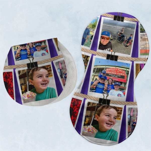 Custom Design - Two Peanut Shaped Burps - Open and Folded