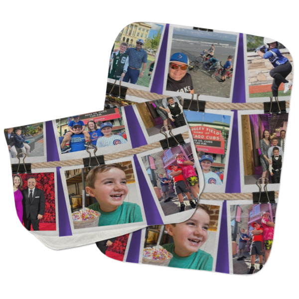 Custom Design - Two Rectangle Burp Cloths - Open & Folded