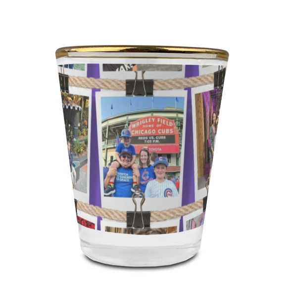 Custom Design - Glass Shot Glass - Gold Rim - Front