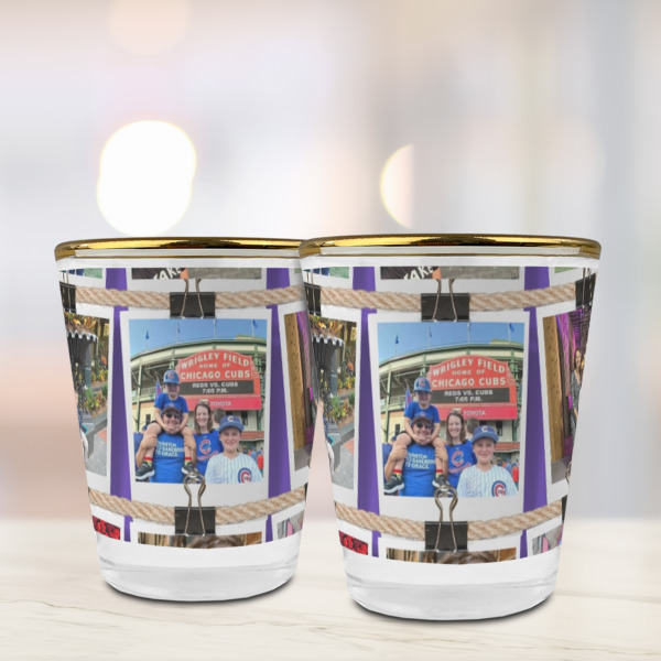 Custom Design - Glass Shot Glass - Gold Rim - Lifestyle