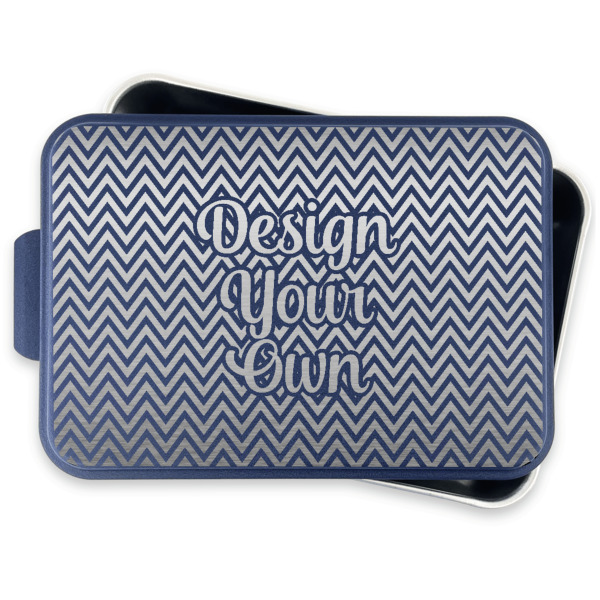 Custom Design - Aluminum Baking Pan - Navy Lid - FRONT w/lid off