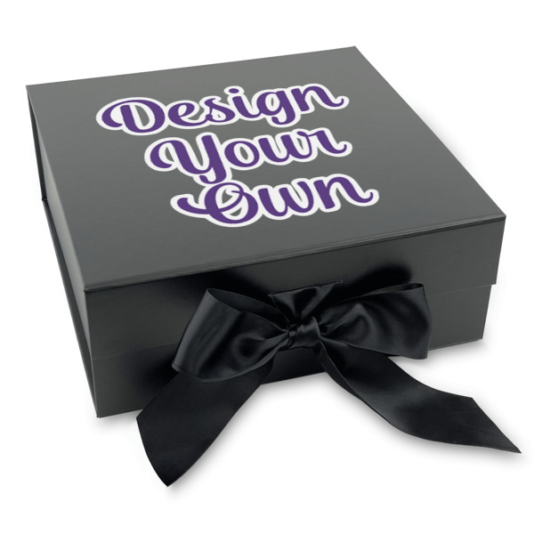 Custom Design - Gift Boxes with Magnetic Lid - Black - Front (angle)