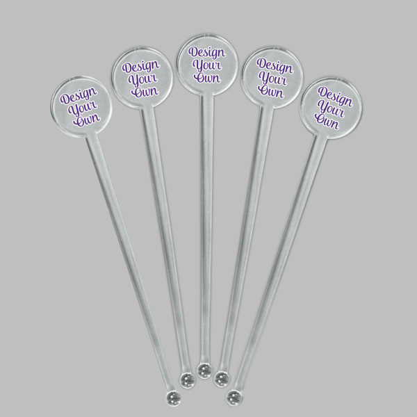 Custom Design - Clear Plastic 7" Stir Stick - Round - Fan View