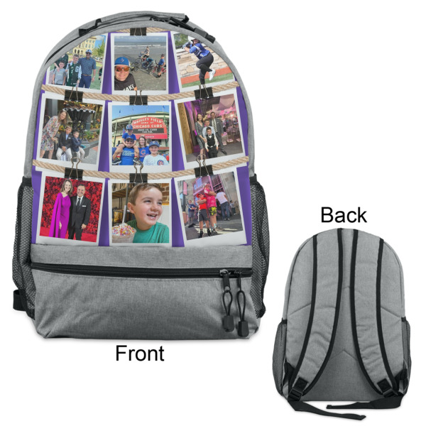 Custom Design - Large Backpack - Gray - Front & Back View