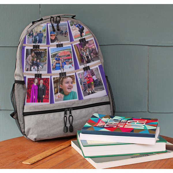 Custom Design - Large Backpack - Gray - On Desk