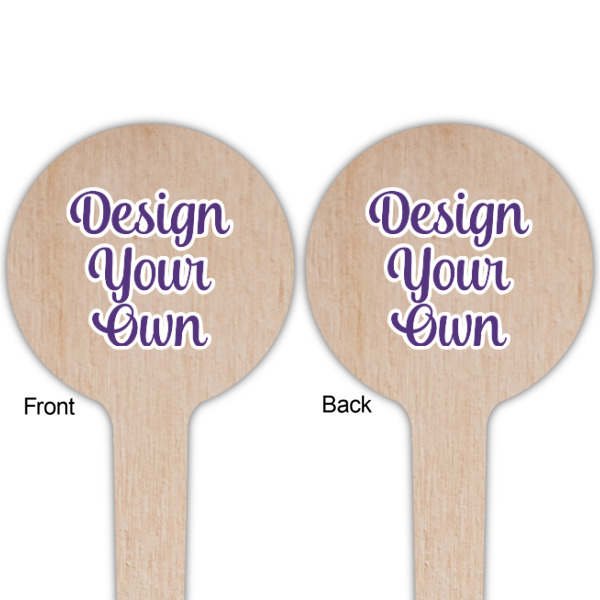 Custom Design - Wooden 4" Food Pick - Round - Double Sided - Front & Back