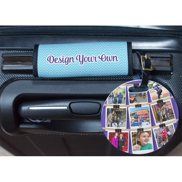 Custom Design - Round Luggage Tag & Handle Wrap - In Context