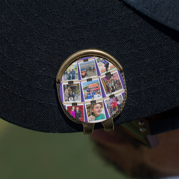 Custom Design - Golf Ball Marker Hat Clip - Gold - On Hat