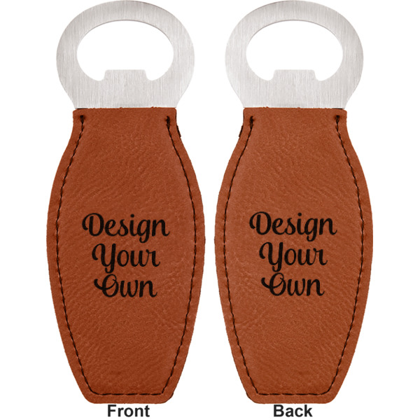 Custom Design - Leather Bar Bottle Opener - Front and Back (double sided)