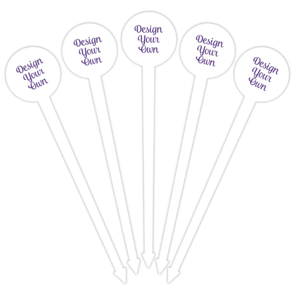 Custom Design - White Plastic 6" Food Pick - Round - Fan View