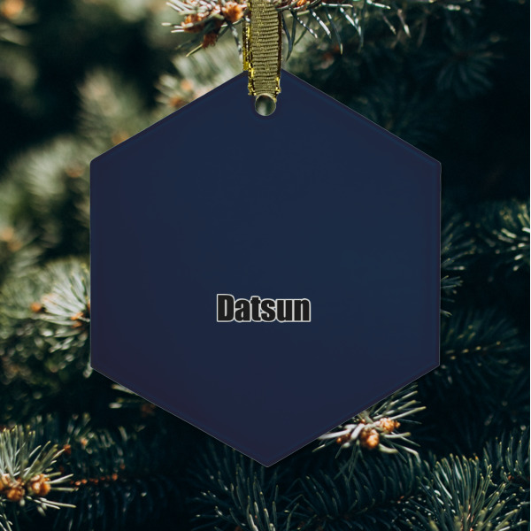 Custom Design - Frosted Glass Ornament - Hexagon (Lifestyle)