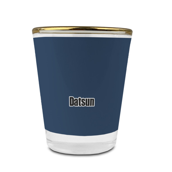 Custom Design - Glass Shot Glass - Gold Rim - Front
