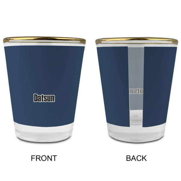 Custom Design - Glass Shot Glass - Gold Rim - Front & Back