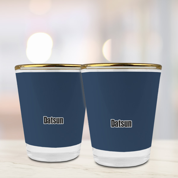 Custom Design - Glass Shot Glass - Gold Rim - Lifestyle