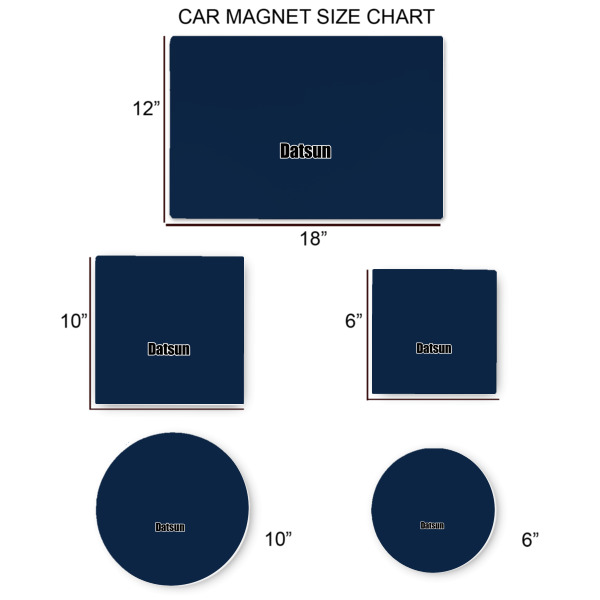 Custom Design - Car Magnets - SIZE CHART