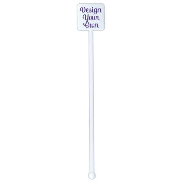 Custom Design - White Plastic Stir Stick - Double Sided - Square - Single Stick