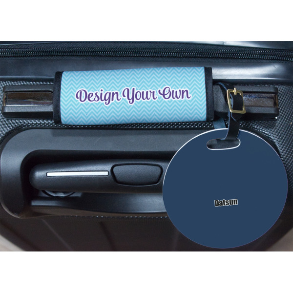 Custom Design - Round Luggage Tag & Handle Wrap - In Context