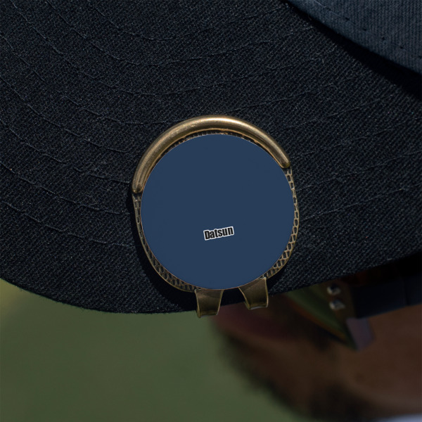 Custom Design - Golf Ball Marker Hat Clip - Gold - On Hat