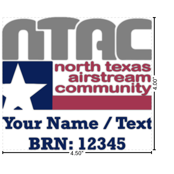 Custom North Texas Airstream Community Graphic Iron On Transfer - Up to 4.5" x 4.5"