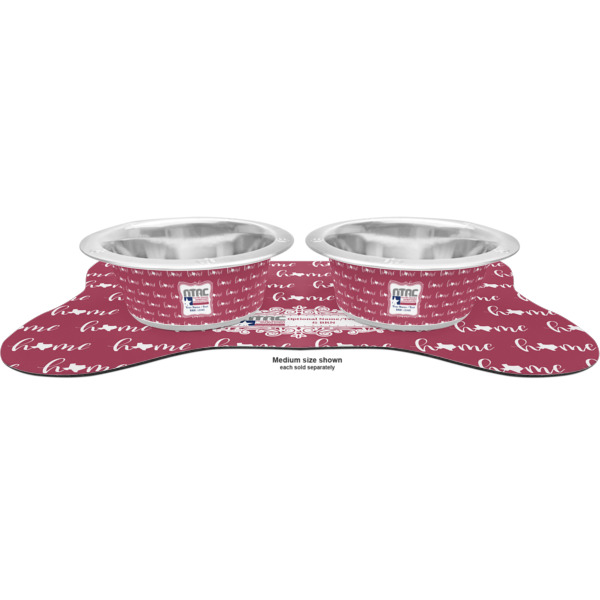 Custom Design - Metal Pet Bowls - On Dog Bone Shaped Mat