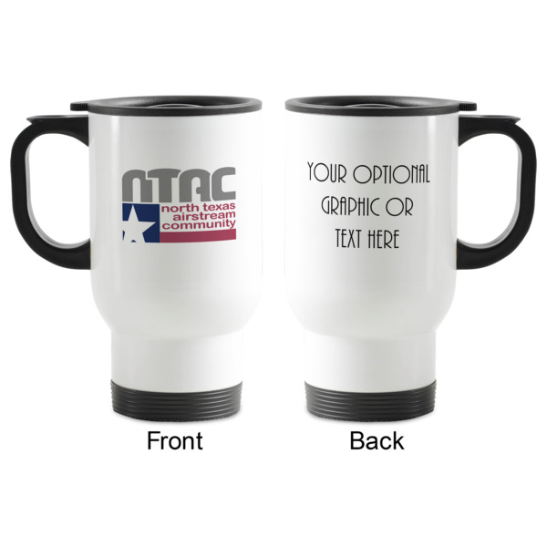 Custom Design - Stainless Steel Travel Mug with Handle - Front & Back