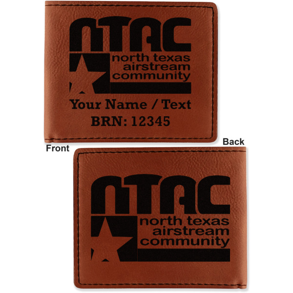 Custom Design - Cognac Leatherette Bifold Wallets - Front and Back