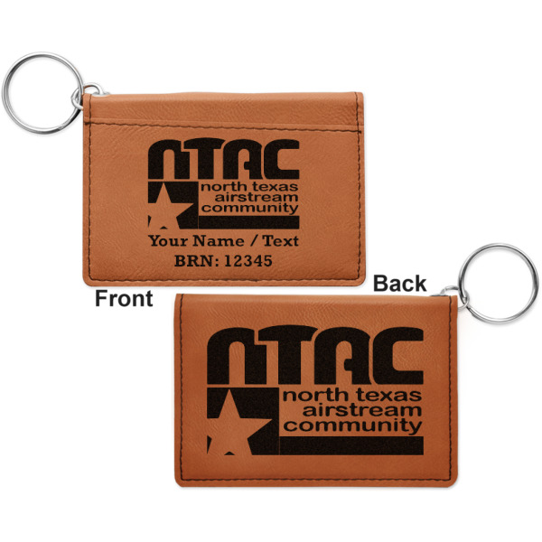 Custom Design - Cognac Leatherette Keychain ID Holders - Front and Back Apvl