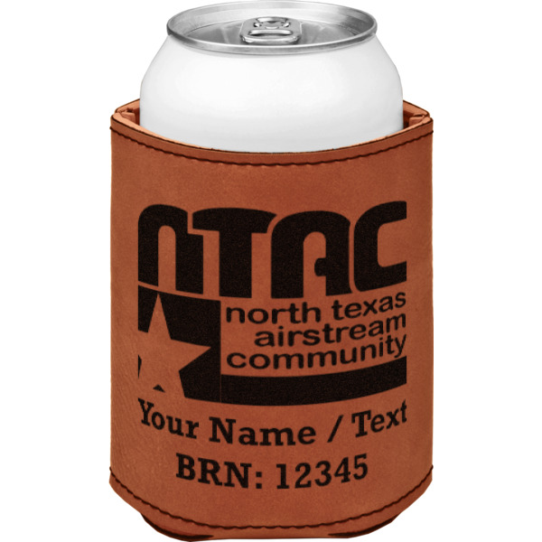 Custom Design - Cognac Leatherette Can Sleeve - Single Front