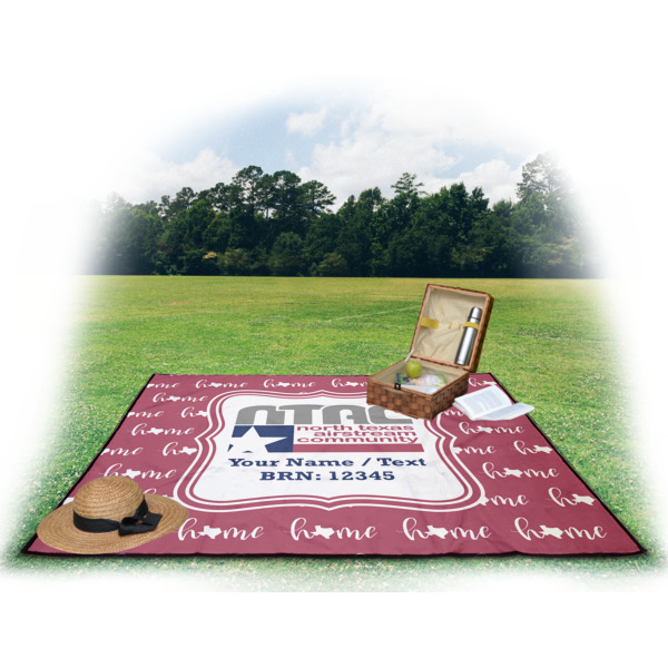 Custom Design - Picnic Blanket - with Basket Hat and Book - in Use