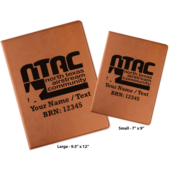 Custom Design - Cognac Leatherette Portfolios with Notepads - Compare Sizes