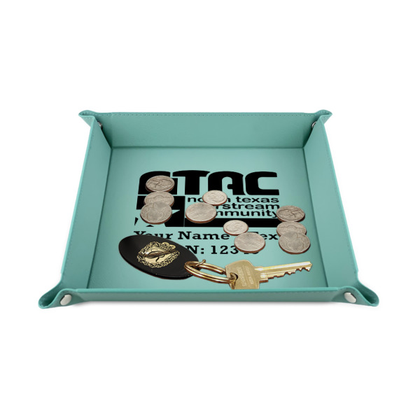Custom Design - 6" x 6" Teal Leatherette Snap Up Tray - STYLED