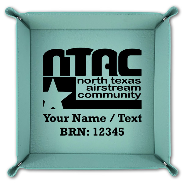 Custom Design - 9" x 9" Teal Leatherette Snap Up Tray - FOLDED