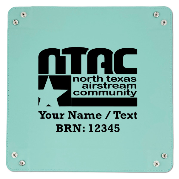 Custom Design - 9" x 9" Teal Leatherette Snap Up Tray - APPROVAL