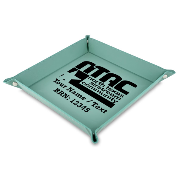 Custom Design Your Own Faux Leather Dice Tray - 9" x 9"  - Teal