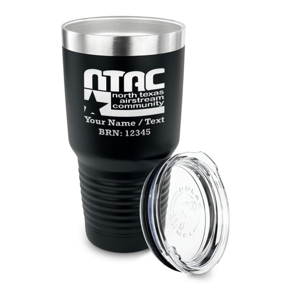 Custom Design - 30 oz Stainless Steel Ringneck Tumblers - Black - LID OFF