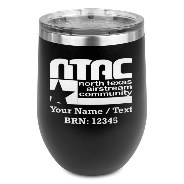 Custom North Texas Airstream Community Stemless Stainless Steel Wine Tumbler - Black - Double-Sided