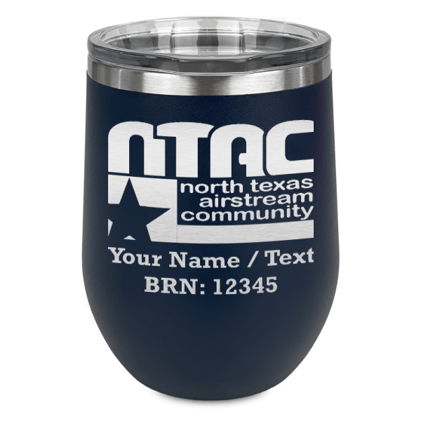 Custom North Texas Airstream Community Stemless Stainless Steel Wine Tumbler - Navy - Double-Sided