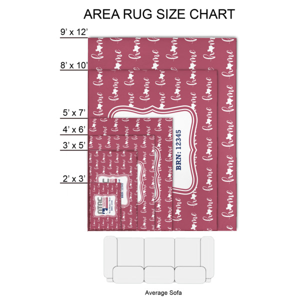 Custom Design - 2'x3' Indoor Area Rugs - Size Chart