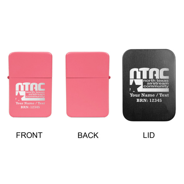 Custom Design - Windproof Lighters - Pink, Single Sided, w Lid - APPROVAL