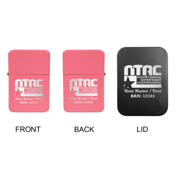 Custom Design - Windproof Lighters - Pink, Double Sided, w Lid - APPROVAL