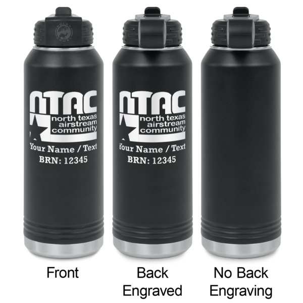 Custom Design - Laser Engraved Water Bottles - 2 Styles - Front & Back View