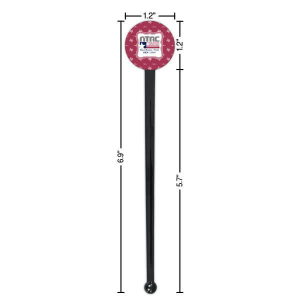 Custom Design - Black Plastic 7" Stir Stick - Round - Dimensions