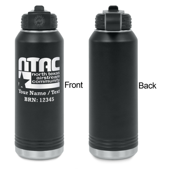 Custom Design - Laser Engraved Water Bottles - Front Engraving - Front & Back View