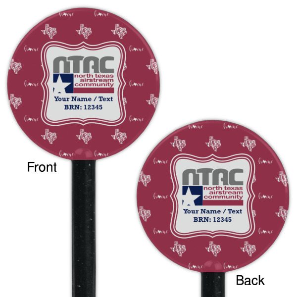 Custom Design - Black Plastic 5.5" Stir Stick - Double Sided - Round - Front & Back